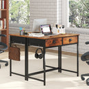 Space Saving Home Office Desk with 2 Fabric Drawers and 4 Hanging Hooks