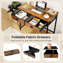 Space Saving Home Office Desk with 2 Fabric Drawers and 4 Hanging Hooks