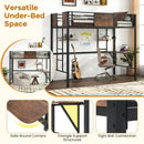 Space-Saving Twin Loft Bed with Safety Guardrail and Ladder-Coffee