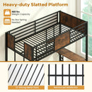 Space-Saving Twin Loft Bed with Safety Guardrail and Ladder-Coffee