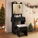 Space-saving Vanity Desk with Mirror and Lights for Bedroom