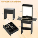 Space-saving Vanity Desk with Mirror and Lights for Bedroom