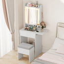 Space-saving Vanity Desk with Mirror and Lights for Bedroom