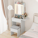 Space-saving Vanity Desk with Mirror and Lights for Bedroom