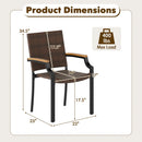 Stacking Wicker Chairs Set of 2 Patio Rattan Dining Chairs with Acacia Wood Armrests