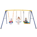 660 LBS Heavy Duty Carbon Steel Swing Frame with 3 Swings-Yellow