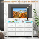 Storage Organizer with LED Lights and 9 Fabric Drawers for Bedroom