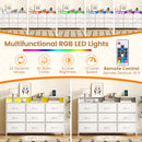 Storage Organizer with LED Lights and 9 Fabric Drawers for Bedroom