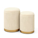 Velvet/Linen Fabric Storage Ottoman Set of 2
