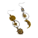 Sun and Moon Celestial Charm Earrings | Dangle Earrings 2.75" Long Boho Jewelry