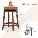 29 Inch Swivel Bar Stool Set of 2 with Upholstered Seat and Rubber Wood Frame-29 inches
