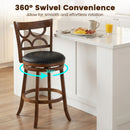 Swivel Bar Stools Set of 2 with High Backrest and Wood Frame