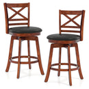 Swivel Barstools Set of 2 with Backrest and Footrest