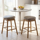 Swivel Counter Height Barstools with Solid Wood Legs and Footrests-Set of 2