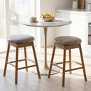 Swivel Counter Height Barstools with Solid Wood Legs and Footrests-Set of 2