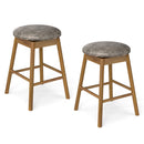 Swivel Counter Height Barstools with Solid Wood Legs and Footrests-Set of 2