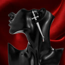 Sword Maiden Single Stabby Earring in Gold or Silver | 3.5" Long Dagger Earrings for Feminists, Goths