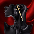 Sword Maiden Single Stabby Earring in Gold or Silver | 3.5" Long Dagger Earrings for Feminists, Goths