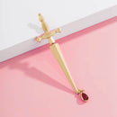 Sword Maiden Single Stabby Earring in Gold or Silver | 3.5" Long Dagger Earrings for Feminists, Goths