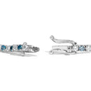 14K White Gold 4.0 Cttw Alternating White and Blue Lab Grown Diamond Tennis Bracelet - 7" inches