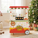 Kids Pizza Food Truck Wooden Pretend Play Snack Cart with Oven-Pink