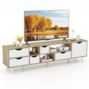 TV Stand for TVs up to 65” Television Cabinet w/ 5 Drawers & 3 Open Shelves-Oak