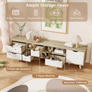 TV Stand for TVs up to 65” Television Cabinet w/ 5 Drawers & 3 Open Shelves-Oak