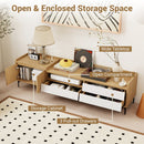 TV Stand for TVs up to 80 Inch Mid Century Modern Entertainment Center with Storage Cabinet-Natural