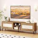 TV Stand for TVs up to 70 Inch Waveform Fluted Entertainment Center-Oak