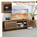 TV Stand for TVs up to 80" with 2 Doors and Storage Cabinets-Walnut