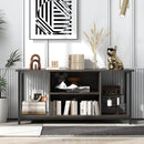 3-Tier TV Stand with Power Outlet USB and Adjustable Shelf-Gray