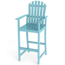 Tall Adirondack Chair with Armrests and Footrest for Deck