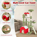 61 Inches Cute Christmas Cat Tree with Sisal Scratching Posts and 2 Condos-Green