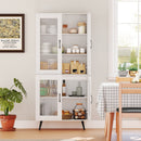 70.5 inch Tall Kitchen Pantry Cabinet Cupboard with 4 Transparent Doors