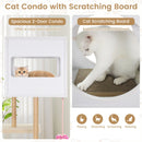Tall Wood Cat Tower with 2 Corrugated Cardboard-White