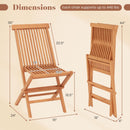 Teak Wood Patio Chairs Set of 2 with High Back and Slatted Seat