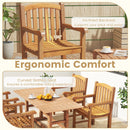 Patio Teak Wood Dining Chair with Slatted Seat Backrest and Solid Legs