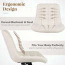 Teddy Fleece Armless Office Chair Makeup Vanity Chair-White