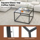 27.5 Inch Home Square Tea Table with Heavy-duty Metal Frame