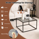 27.5 Inch Home Square Tea Table with Heavy-duty Metal Frame