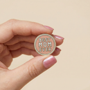 The Best Mom Ever Round Pink Enamel Pin on Gift Card