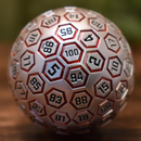The Orb D100 - Red and Matte Silver Metal Die