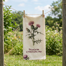 Thistle Be A Beautiful Day Punny Dish Cloth Towel | Cotten Linen Novelty Tea Towel | Cute Kitchen Hand Towel | 18" x 28"