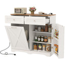 Tilt Out Trash Can Cabinet with Outlets and Adjustable Shelf