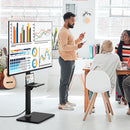 Tilt and Height Adjustable Floor TV Stand with Power Outlet and Adjustable AV Shelf