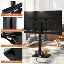Tilt and Height Adjustable Floor TV Stand with Power Outlet and Adjustable AV Shelf