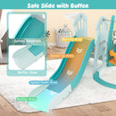 Toddler Slide and Swing Set with Extra-long Slide Height Adjustable Swing Basketball Hoop and Climber