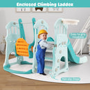 Toddler Slide and Swing Set with Extra-long Slide Height Adjustable Swing Basketball Hoop and Climber
