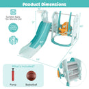 Toddler Slide and Swing Set with Extra-long Slide Height Adjustable Swing Basketball Hoop and Climber
