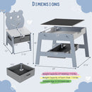 Toddler Table and 2 Chairs 5-in-1 Cute Art Desk Set with Reversible Chalkboard Whiteboard